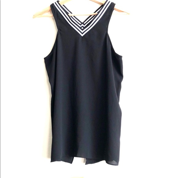 Express black sleeveless see through top with split back size Medium - Picture 4 of 7